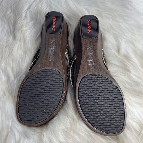 Vionic Ramba Metallic Braided Leather Wedge Thong Sandals Sz 8 - Picture 3 of 6
